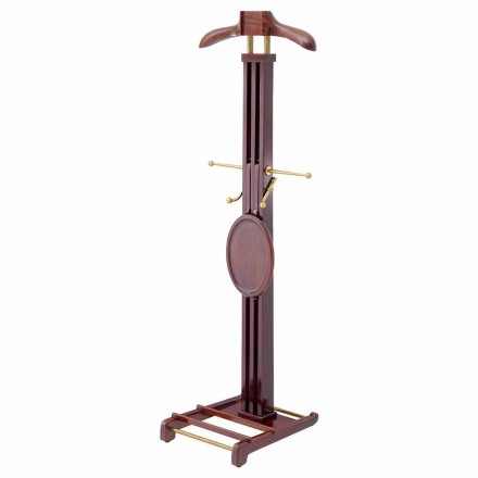 Modern Coat Stand with Mahogany and Brass Structure - Modena Viadurini