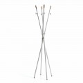 Modern design coat stand Alix, in white and natural wood