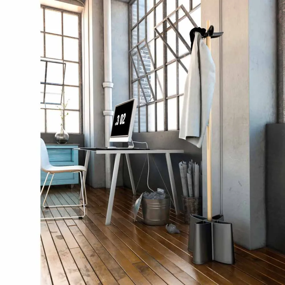 Umbrella hanger in natural beech and Nurri polypropylene Viadurini