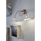 2 Lights Handmade Applique in Glossy Ceramic with Roses and Iron - Lecco Viadurini