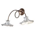 2 Lights Handmade Applique in Glossy Ceramic with Roses and Iron - Lecco