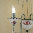 2 Lights Wall Lamp in Hand-Decorated Ceramic and Antique Brass - Sanremo Viadurini