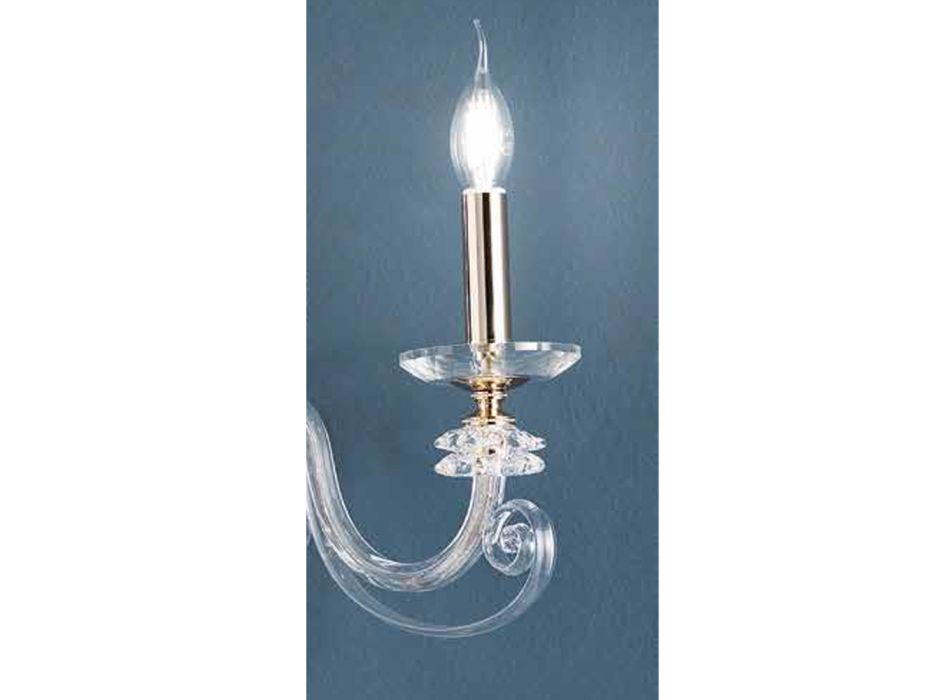 2 Lights Wall Lamp in Blown Glass and Classic Luxury Optical Crystal - Cassea