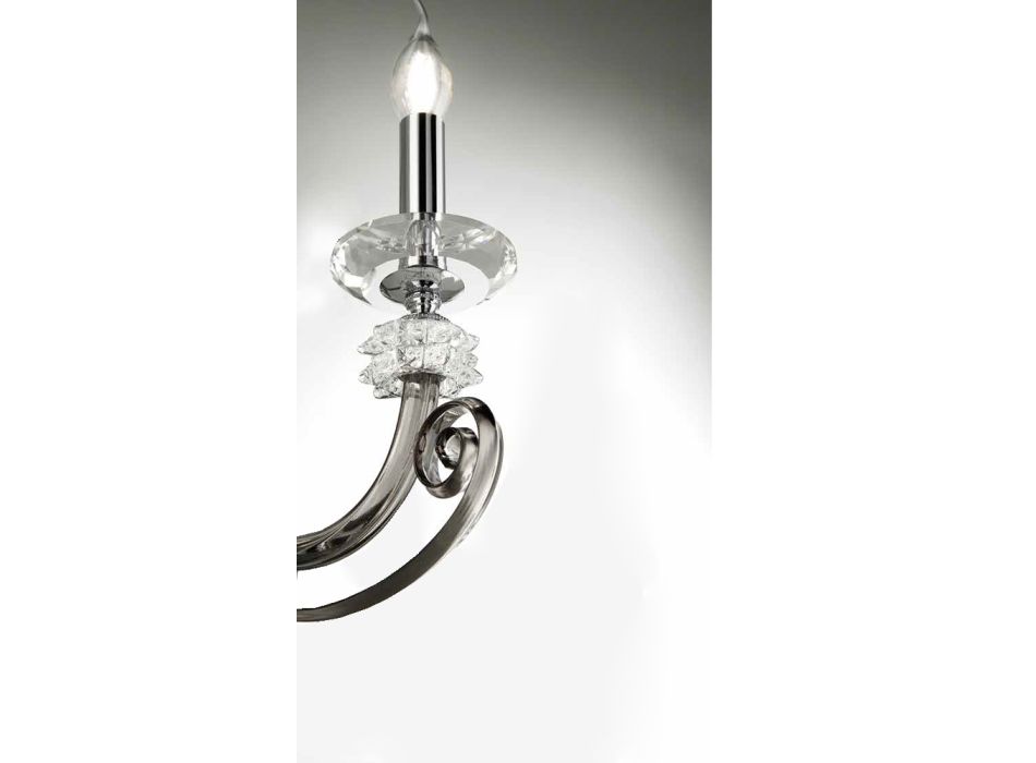 2 Lights Wall Lamp in Blown Glass and Classic Luxury Optical Crystal - Cassea Viadurini