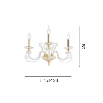 3 Lights Wall Lamp in Blown Glass and Classic Luxury Optical Crystal - Cassea