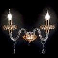 Classic design 2-lights wall sconce Belle, made of glass and crystal