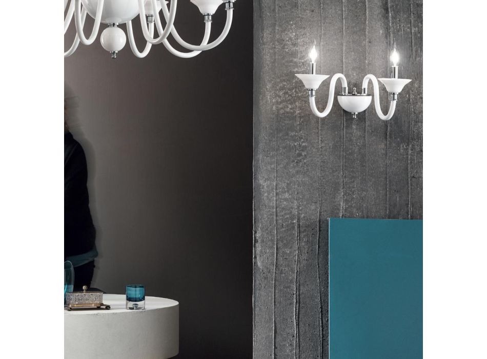 2 Lights Wall Lamp in Italian Artisan Glass Classic Style - Mindful Viadurini