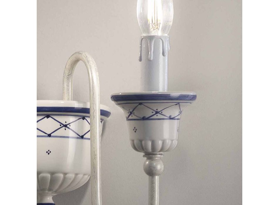 Wall Sconce with 2 Lights in Ceramic and Hand Painted Brass - Sanremo Viadurini