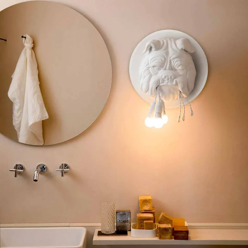 Wall Sconce with 3 Lights in Gray or White Ceramic Modern Design - Dogbull Viadurini