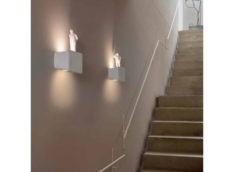 Wall Sconce with 3 Led Lights in Matt White Ceramic with Umarell - Ometto Viadurini