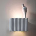 Wall Sconce with 3 Led Lights in Matt White Ceramic with Umarell - Ometto Viadurini