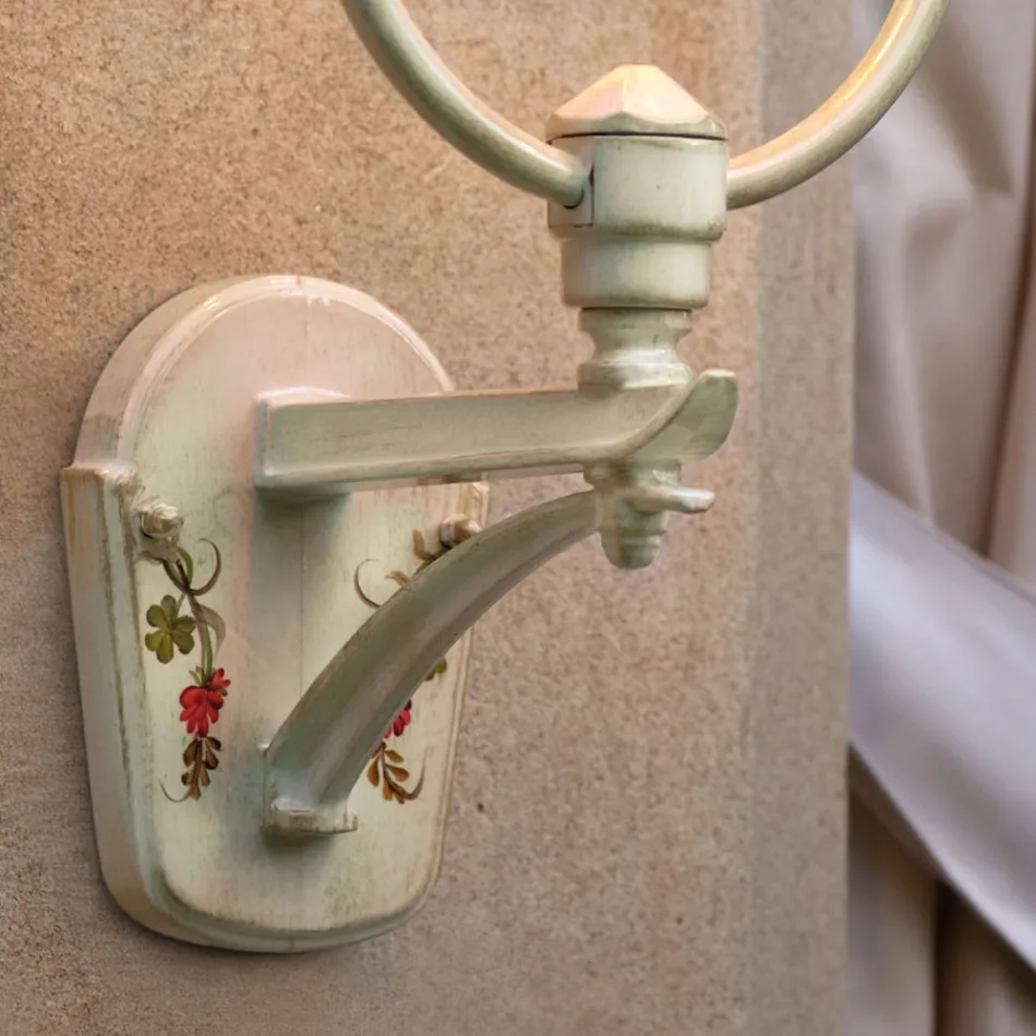 Aluminum Garden Wall Light with Hand Painted Flowers - Bari Viadurini