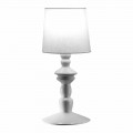 Wall Lamp in Paintable Ceramic and Lampshade in White Linen - Cadabra