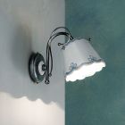 Wall Sconce in Iron and Ceramic Hand Painted Embroidery Effect - Ravenna Viadurini