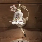 Wall Sconce in Metal and Hand-Decorated Ceramic with Rose - Pisa Viadurini