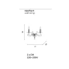 Classic Wall Lamp 2 Lights in White Glass Handmade in Italy - Malaysia Viadurini