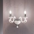 Classic Wall Lamp 2 Lights in White Glass Handmade in Italy - Malaysia