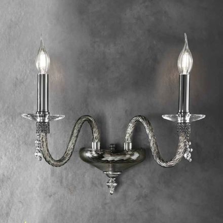 Classic Wall Lamp 2 Lights in Blown Glass and Handmade Details - Phaedra Viadurini