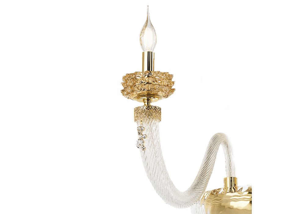 Classic Wall Lamp 2 Lights Handcrafted Luxury Glass Made in Italy - Saline Viadurini