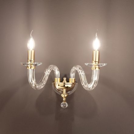 Classic Wall Lamp 2 Lights Italian Handmade Glass and Metal - Rapallo Viadurini