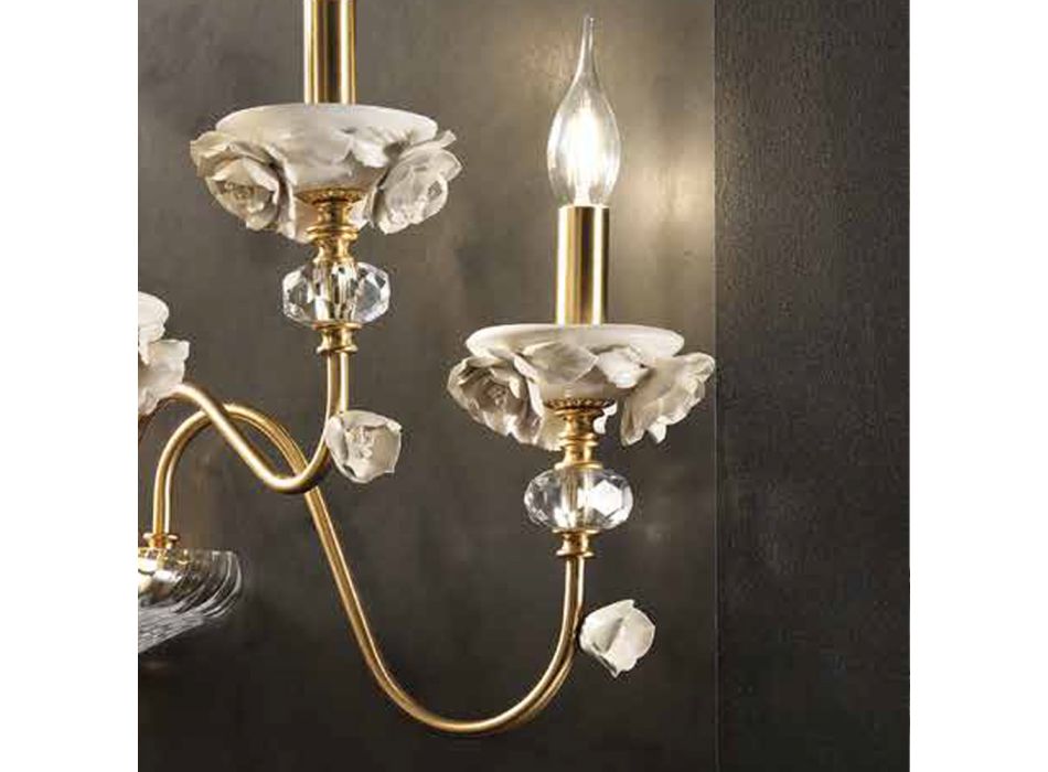 Classic Wall Lamp 3 Lights in Porcelain and Luxury Blown Glass - Eteria Viadurini