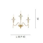 Classic 3 Lights Wall Lamp in Glass, Crystal and Luxury Metal - Flanders Viadurini