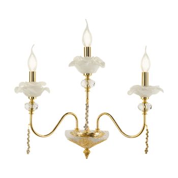 Classic 3 Lights Wall Lamp in Glass, Crystal and Luxury Metal - Flanders