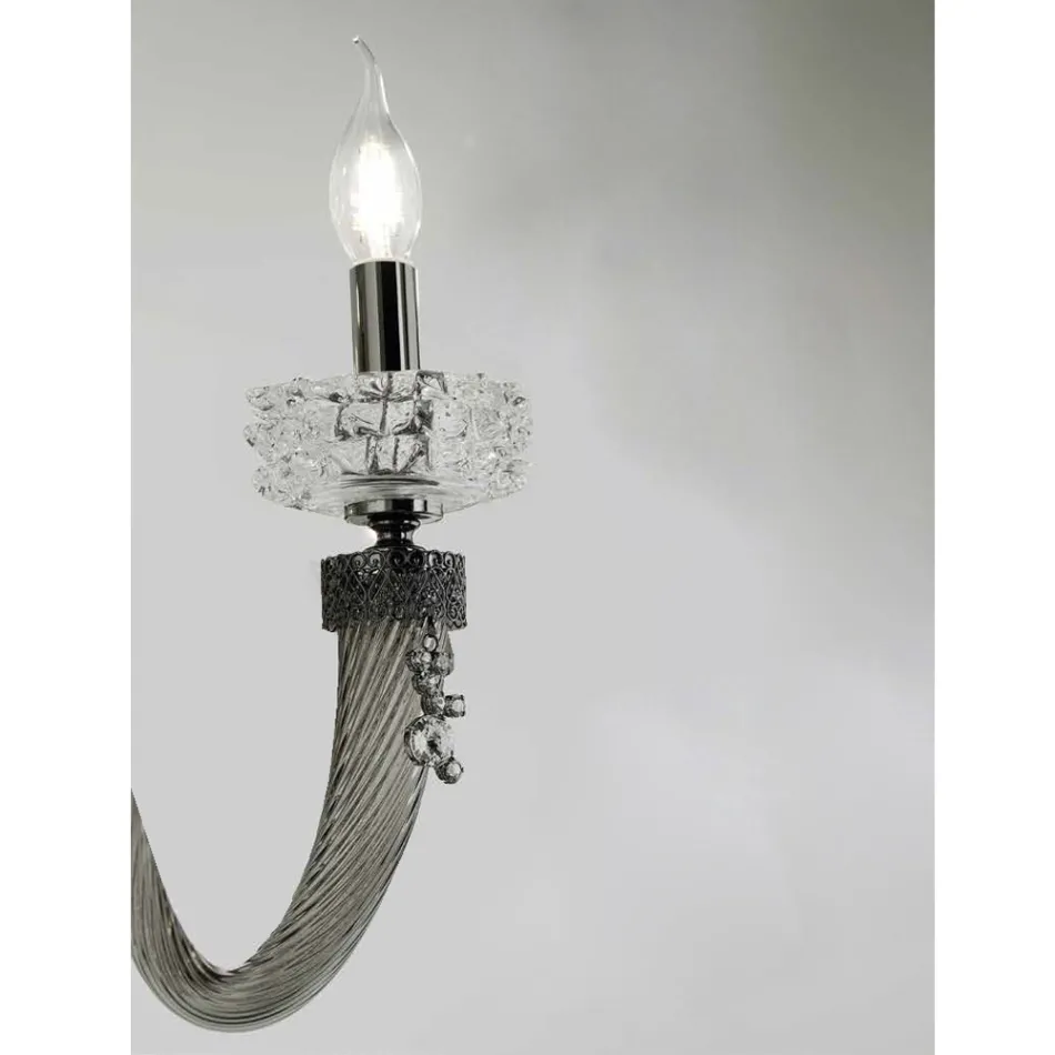 Classic Wall Lamp 3 Lights Handcrafted Luxury Glass Made in Italy - Saline Viadurini