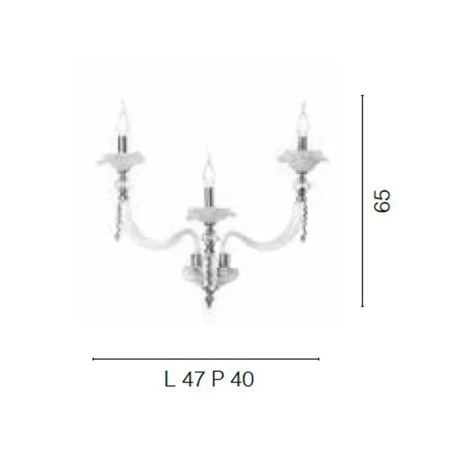 Classic Wall Lamp 3 Lights Blown Glass and Floral Details - Bluminda Viadurini