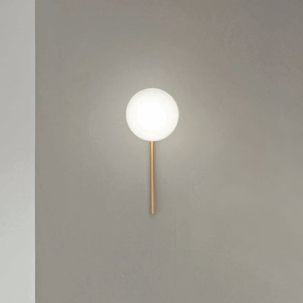 Wall Lamp with LED in Gold Painted Metal and Blown Glass - Ailanto Viadurini