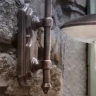 Outdoor Wall Lamp in Black Aluminum and Hand Painted Flowers - Latina Viadurini