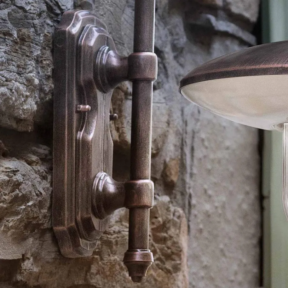 Outdoor Wall Lamp in Black Aluminum and Hand Painted Flowers - Latina Viadurini