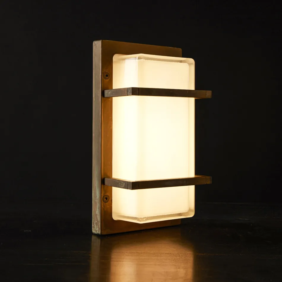 Brass Outdoor Wall Light, E27, and Geometric Style Made in Italy - Crystal Viadurini