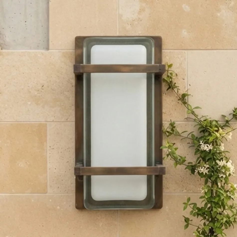 Brass Outdoor Wall Light, E27, and Geometric Style Made in Italy - Crystal Viadurini