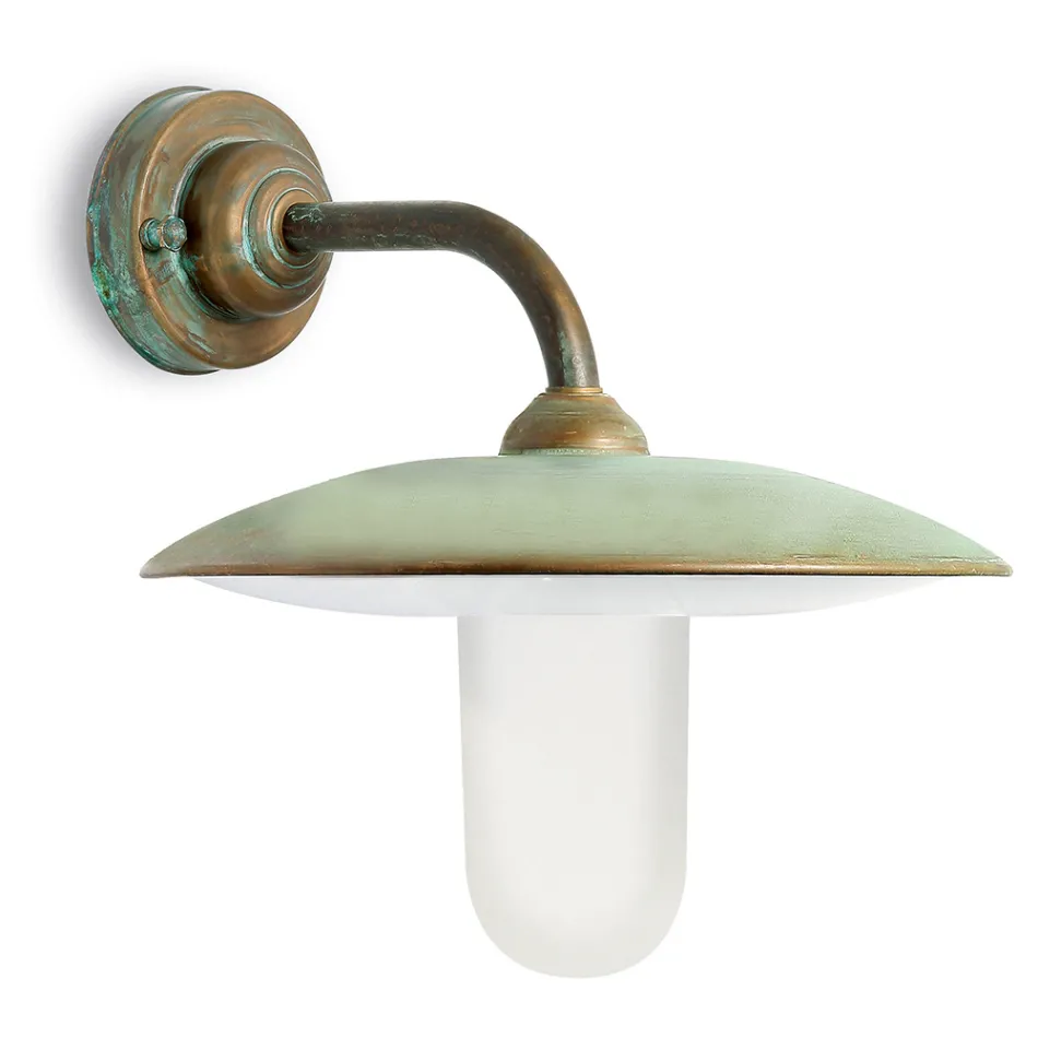 Outdoor Wall Light in Brass, Opal Glass, and IP44 Made in Italy - Drago Viadurini
