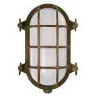 Vintage Brass Outdoor Wall Light with Opal/Clear Glass - Siren Viadurini