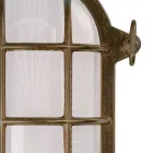 Vintage Brass Outdoor Wall Light with Opal/Clear Glass - Siren Viadurini