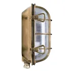 Vintage Brass Outdoor Wall Light with Opal/Clear Glass - Siren Viadurini