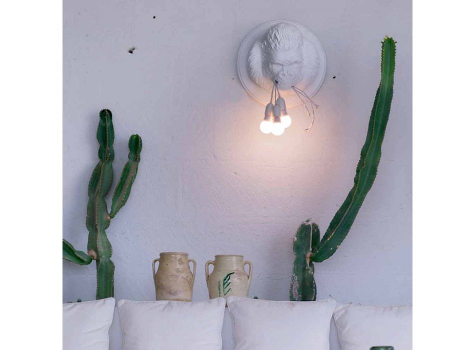 3 Lights Wall Lamp in Gorilla Ceramic Gray or White Design - Rillago