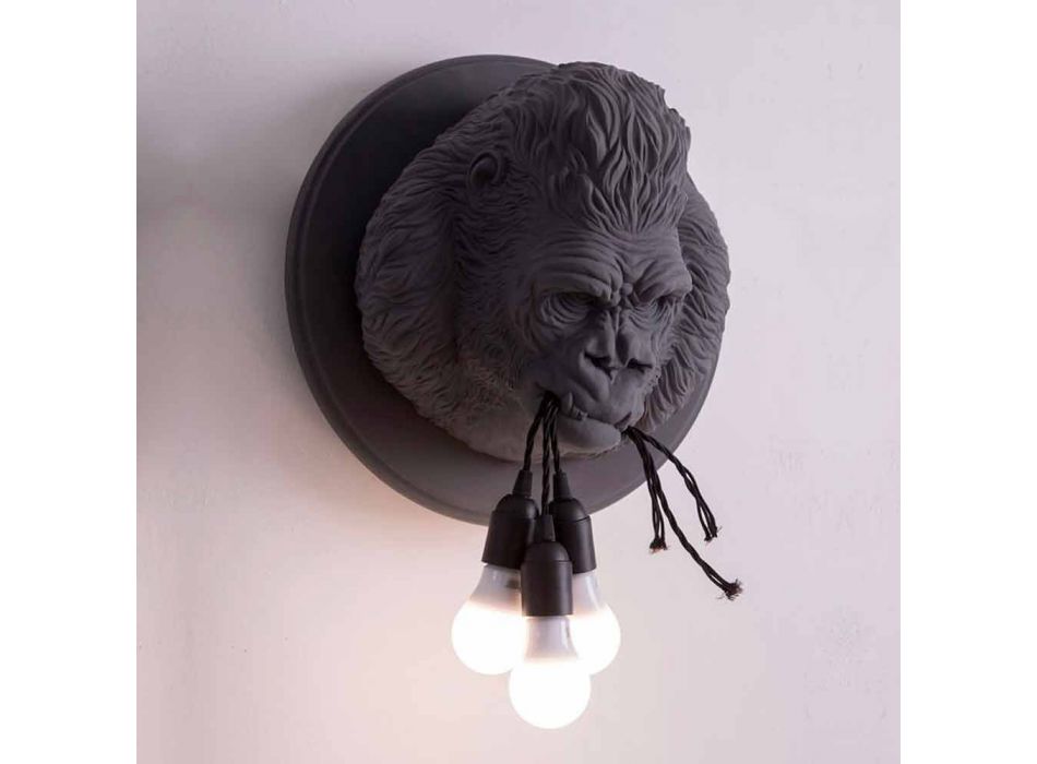 3 Lights Wall Lamp in Gorilla Ceramic Gray or White Design - Rillago