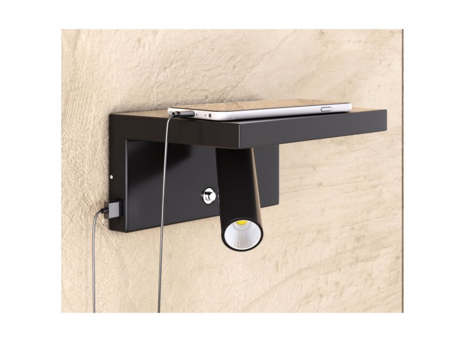 Adjustable Aluminum Decorative Led Wall Light with USB Ports - Alena Viadurini