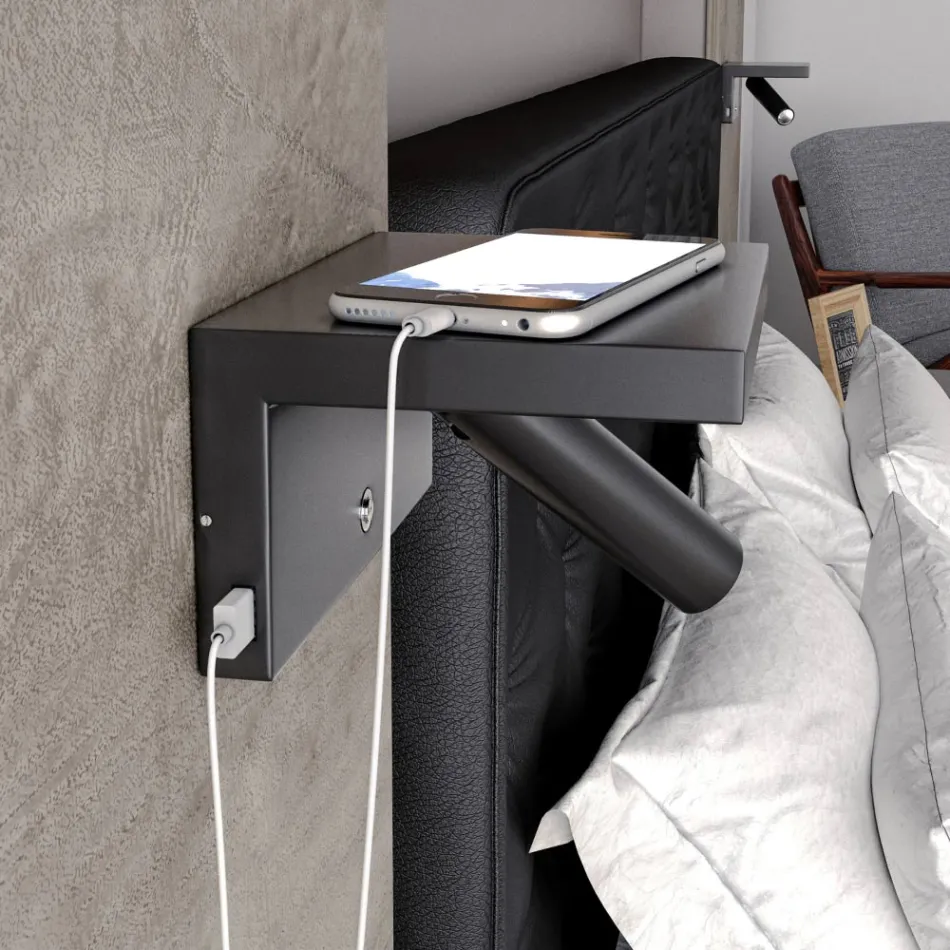 Adjustable Aluminum Decorative Led Wall Light with USB Ports - Alena Viadurini