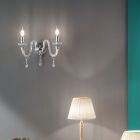 Classic Design Wall Lamp with 2 Lights in Chrome Hand-worked Glass - Similo Viadurini