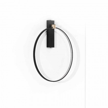Design Wall Lamp in Black Aluminum and Natural Brass Made in Italy - Norma Viadurini