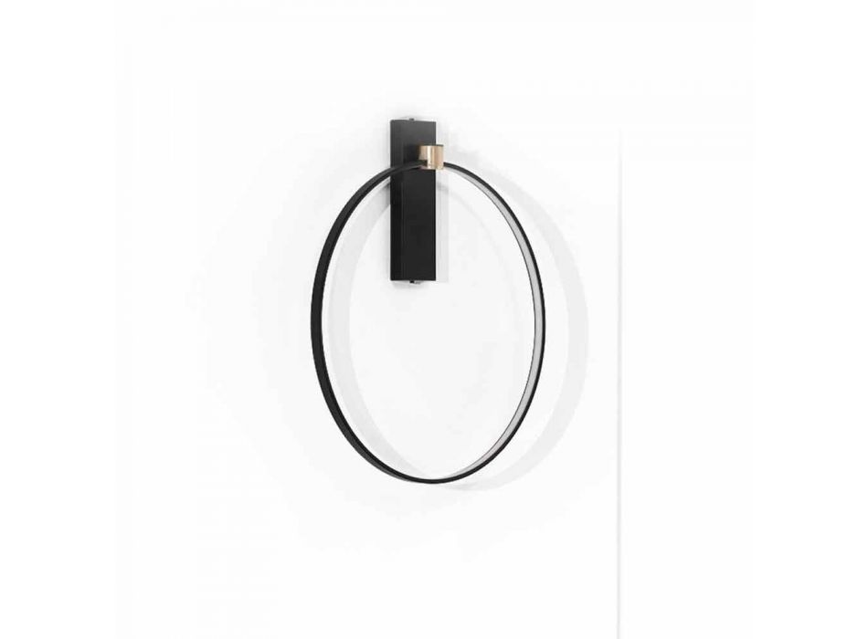 Design Wall Lamp in Black Aluminum and Natural Brass Made in Italy - Norma Viadurini