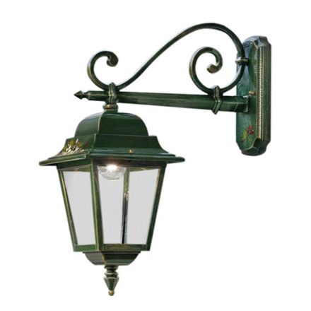 Outdoor Wall Lamp in Gold Green Aluminum with Hand Painted Flowers - Gorizia Viadurini