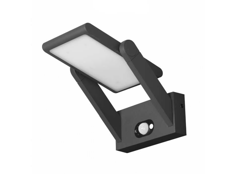 Wall Lamp Solar Led Spotlight in White or Black Aluminum with Sensor - Hugo Viadurini