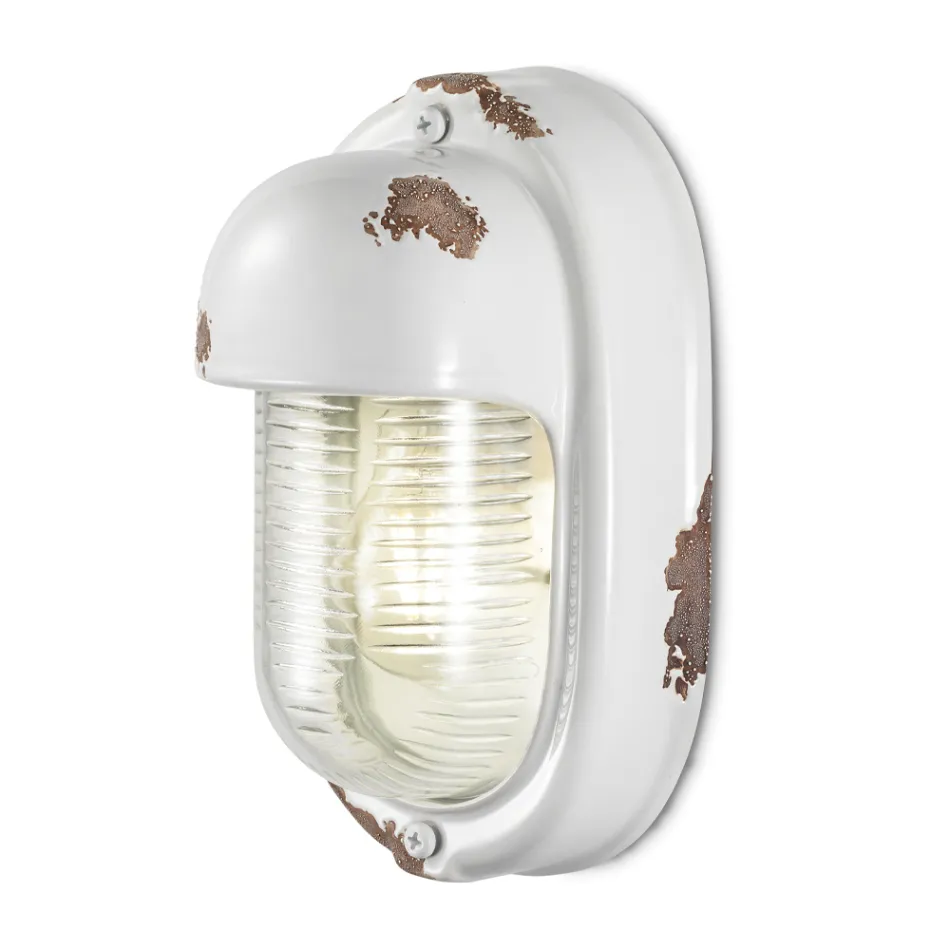 Wall Lamp Handmade Ceramic and Vertical Industrial Iron - Vintage Viadurini