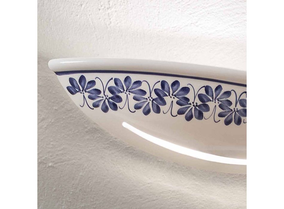 Artisan Ceramic Wall Lamp and Hand Painted Blue Decorations - Trieste
