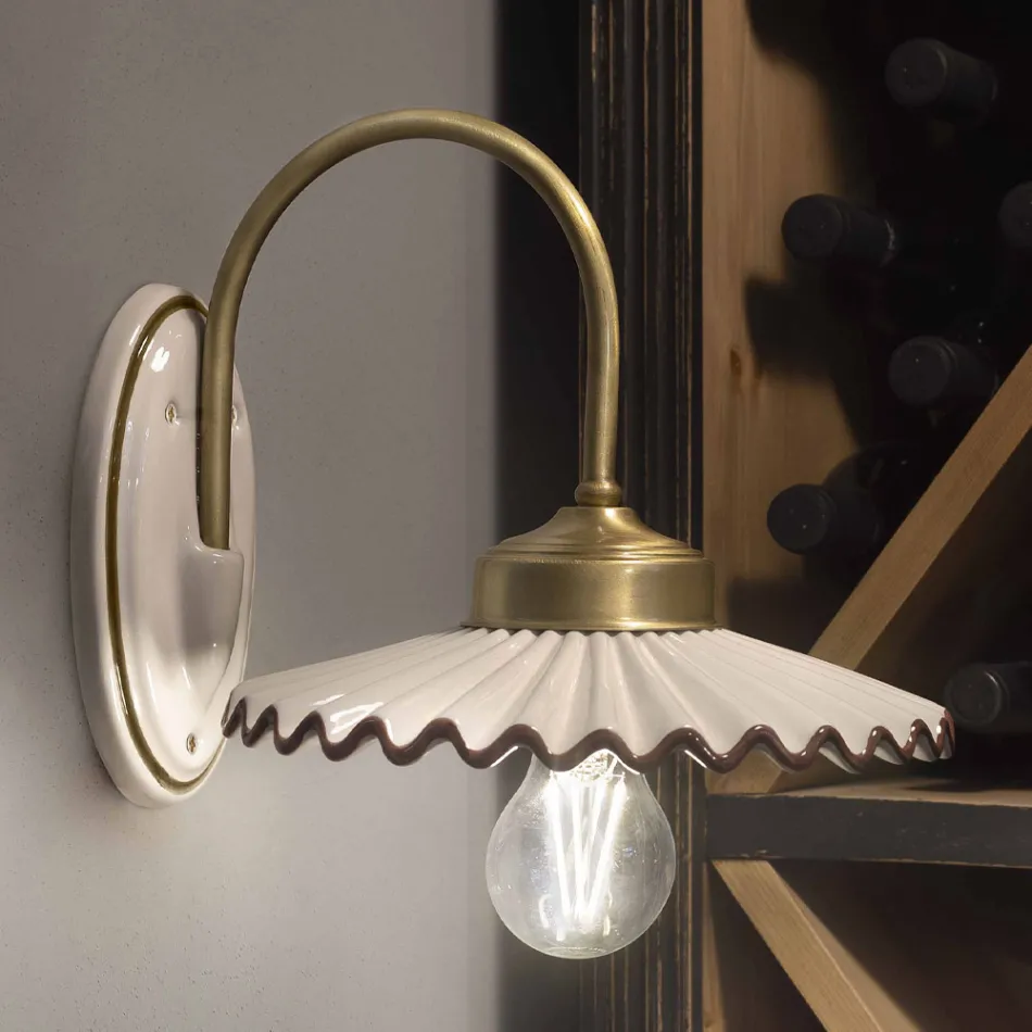 Pleated Glossy Ceramic Applique and Hand Painted Edge - Laquila Viadurini